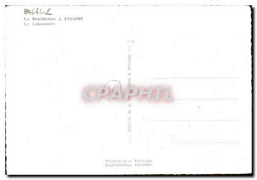 CPM La Benedictine a Fecamp Le Laboratoire  — Rückseite