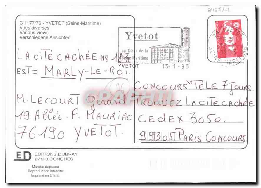 CPM Yvetot Seine Maritime Vues diverses  — Rückseite