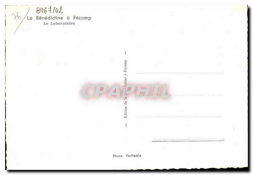 CPM La Benedictine a Fecamp Le Laboratoire  — Rückseite