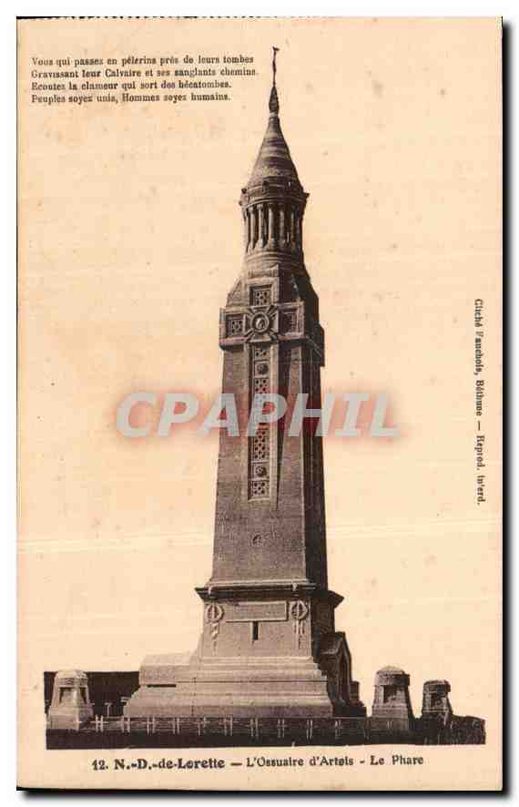 CPA ND de Lorette L'Ossuaire d'Artels Le Phare 