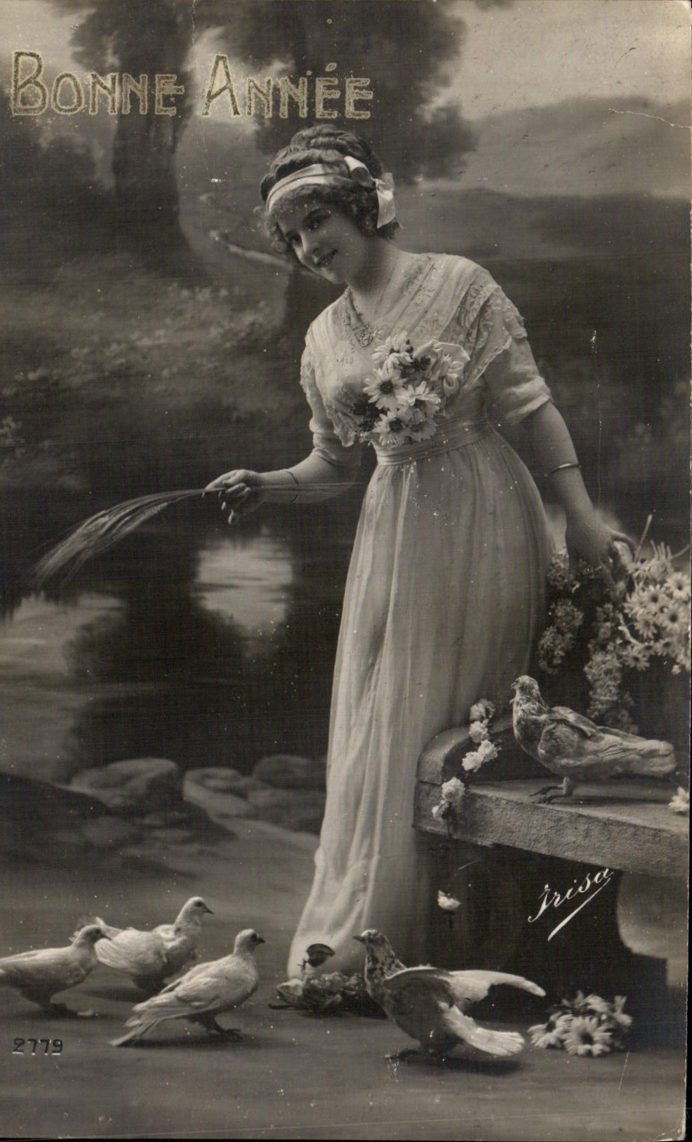 CPA Bonne Annee Femme