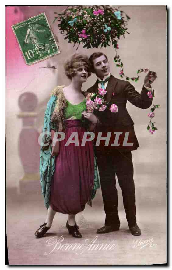CPA Bonne Annee Femme