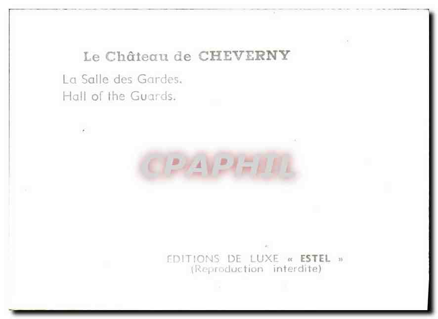 CPM Le Chateau de Cheverny La Salle des Gardes  — Rückseite