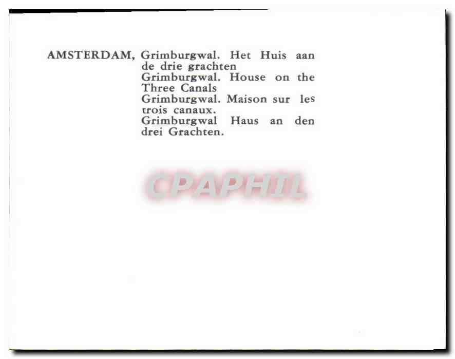 CPM Amsterdam Grimburgwal Maison sur les trois canaux  — Verso