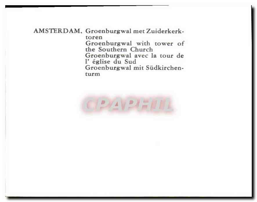 CPM Amsterdam Groenburgwal avec la tour de l'eglise du sud  — Rückseite