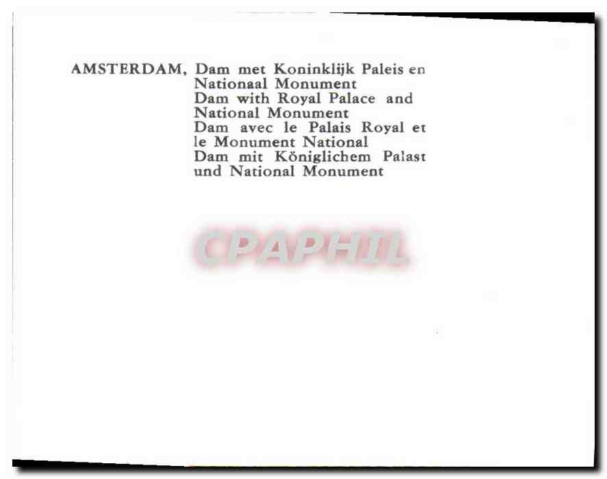 CPM Amsterdam Dam le avec le Palais Royal et le Monument National  — Rückseite