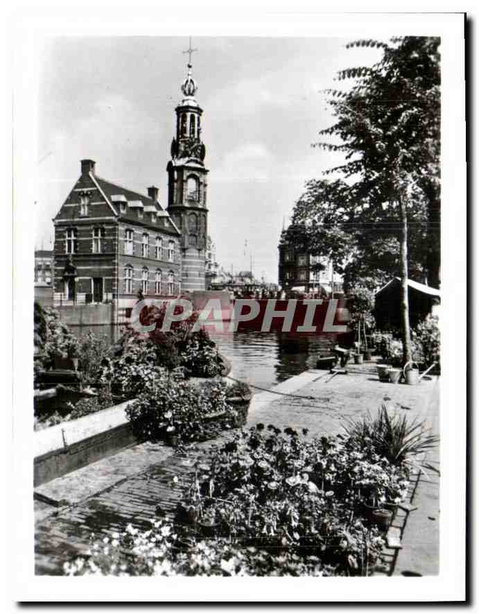 CPM Amsterdam Singel avec la Tour de la Monnaye et le marche aux fleurs 