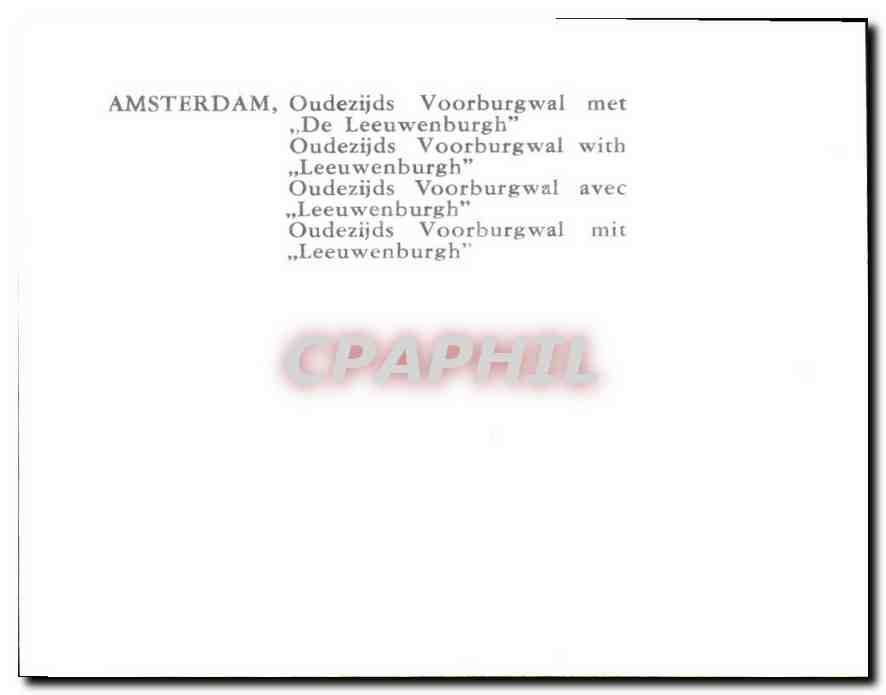 CPM Amsterdam oudezijds Voorburgwal avec Leeuwenburgh  — Rückseite