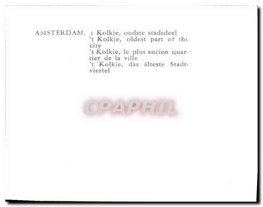 CPM Amsterdam 't Kolkje le plus ancien quartier de la ville  — Rückseite