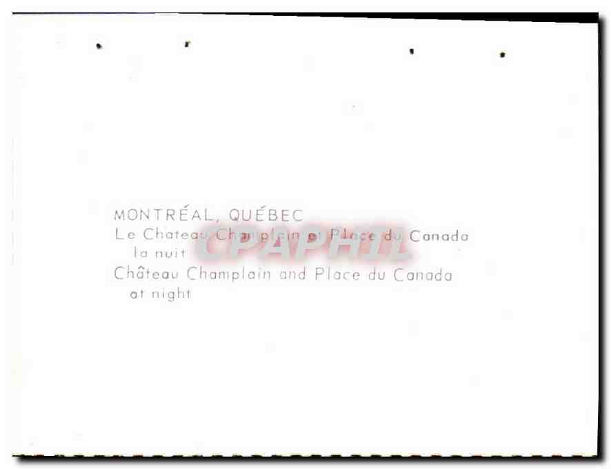 CPM Montreal Quebec La Chateau Champlain et Place du Canada la nuit  — Back
