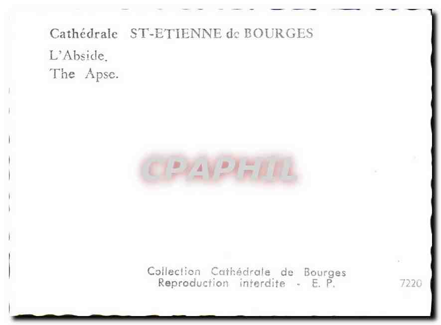 Kathedrale Saint-Étienne in Bourges — Die Apse — Verlag E.P., Nr. 7220 — Rückseite