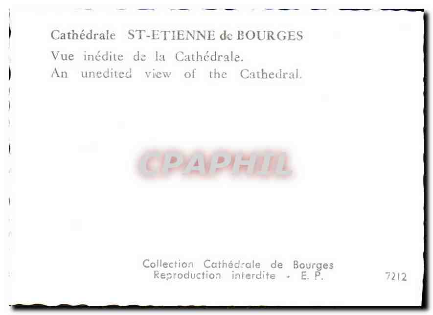Cathédrale Saint-Étienne de Bourges — Vue inédite — Collection Cathédrale de Bourges n°7212 — Rückseite