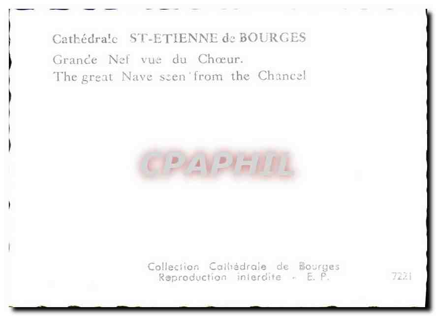 Cathédrale Saint-Étienne de Bourges — Grande Nef vue du Chœur — Collection Cathédrale de Bourges, n° 7221 — Rückseite
