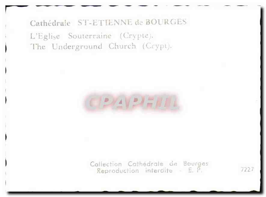 CPM Cathedrale St Etienne de Bourges L'Eglise Souterraine Cypte  — Rückseite