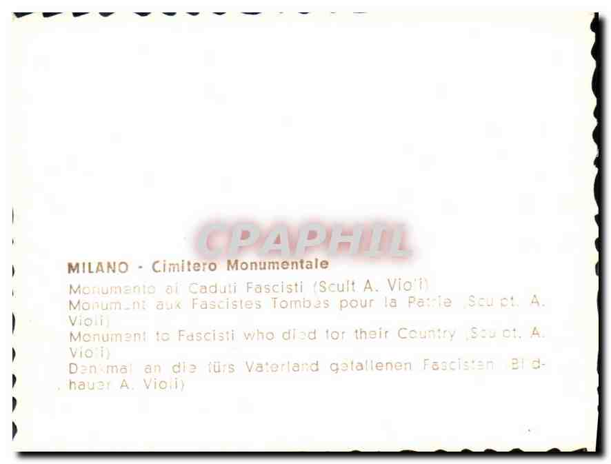 CPM Milano Cimitero Monumentale Monument aux Fascites Tombes pour la Patrie Scupt  — Rückseite