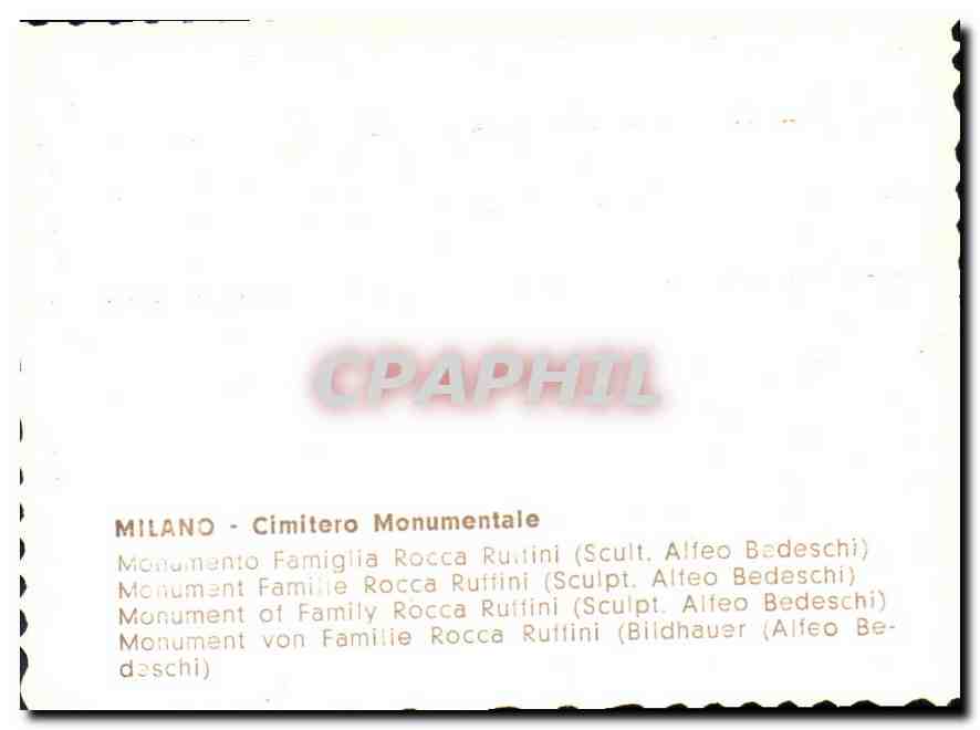 CPM Milano Cimitero Monumentale Monumento Famiglia Rocca Ruffini  — Rückseite