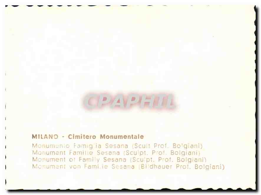 CPM Milano Cimitero Monumentale Monumento Famiglia Sesana  — Rückseite