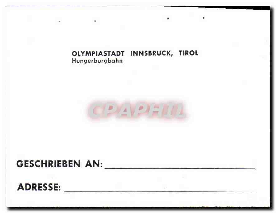 Train de la Hungerburg — Innsbruck, Tyrol — CPAPHIL — Rückseite