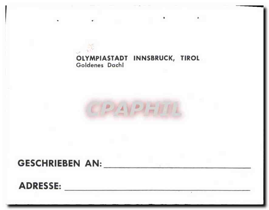 CPM Olympiastadt Innsbruck Tirol Goldenes Dachl  — Rückseite