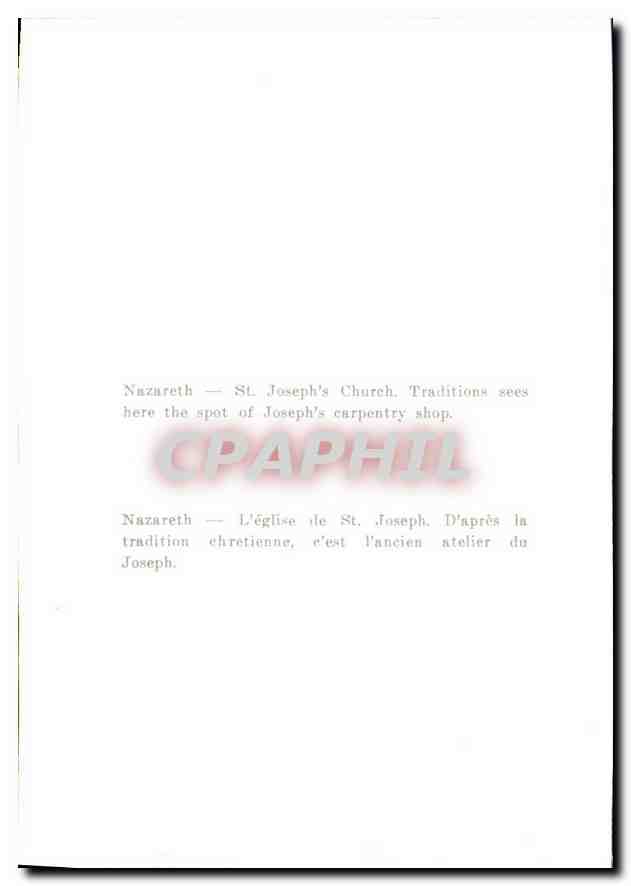 CPA Nazareth L'Eglise de St Joseph d'Apres la tradition chretienne est l'Ancien atelier du Joseph  — Rückseite
