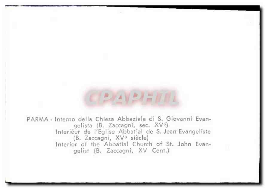 CPA Parma Interieur de l'Eglise Abbatial de S Jean Evangeliste  — Rückseite