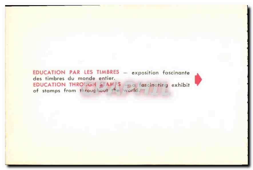 CPM Education par les Timbres Exposition fascinante des timbres du monde entier  — Rückseite