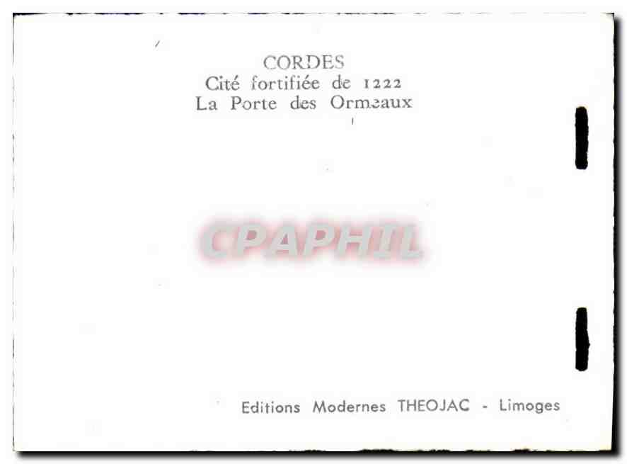 CPM Cordes Cite fortifiee de 1222 La Porte des Ormeaux  — Back