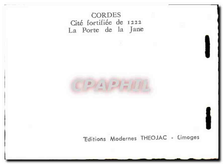CPM Cordes Cite fortifiee de 1222 La Porte de la Jane  — Back