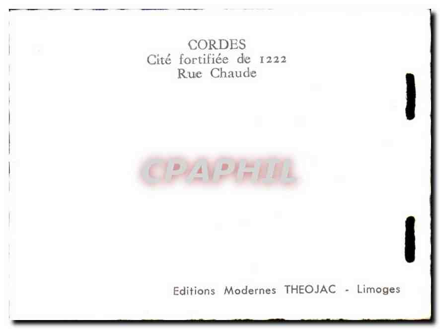CPM Cordes Cite fortifiee de 1222 Rue Chaude  — Back