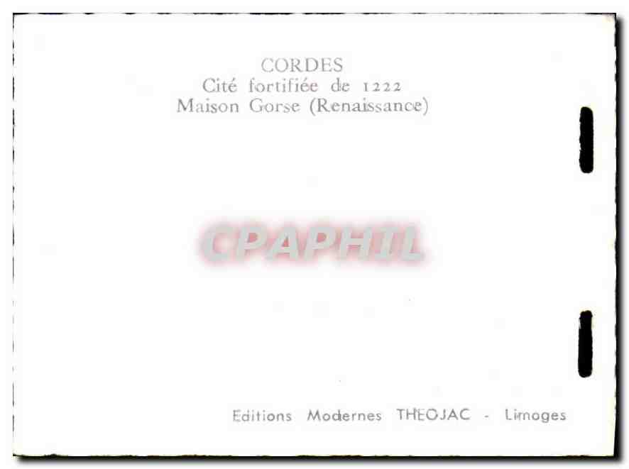 CPM Cordes Cite fortifiee de 1222 Maison Gorse Renaissance  — Back