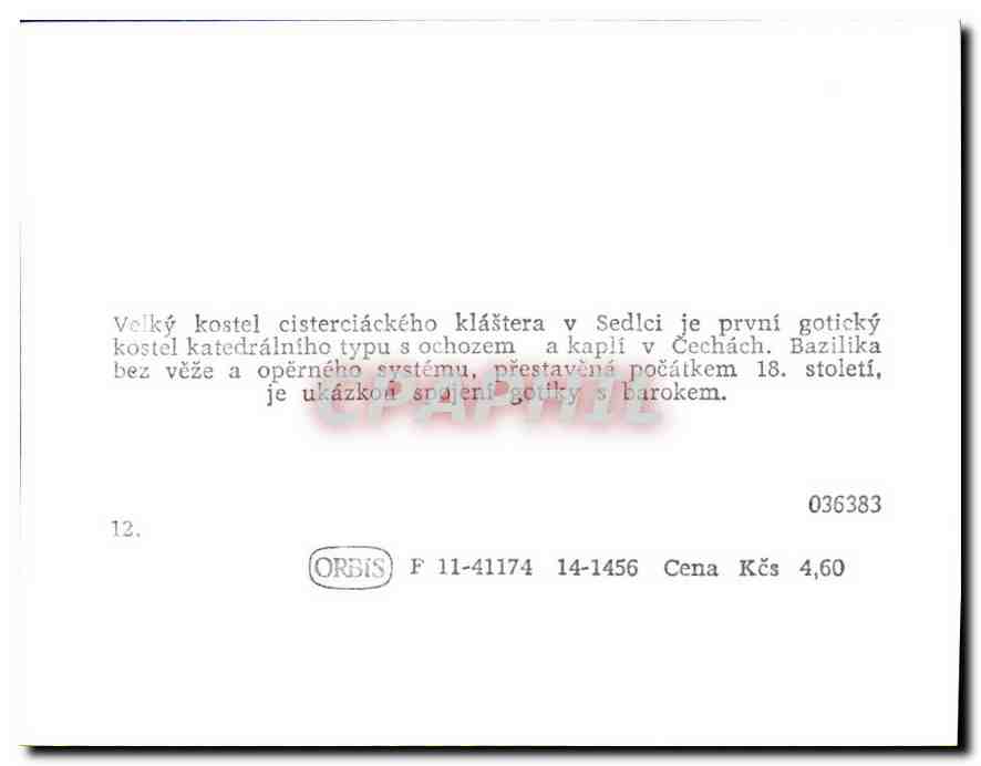CPM Velky Kostel cisterciackeho klastera v Sedlci je prvni goticky kostel katedralniho typu s ochoze — Rückseite