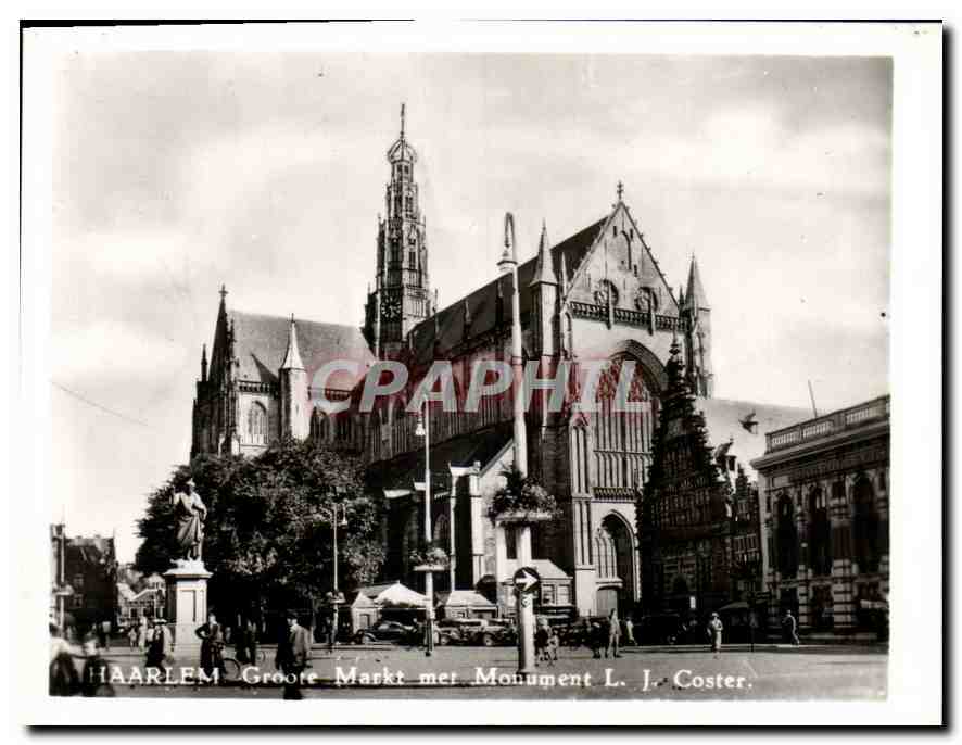 CPM Haarlem Groote Markt met Monument L J Coster 