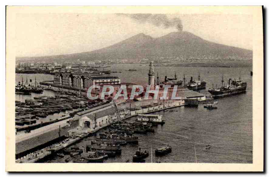 CPM Napoli II Porto il faro ed il Vesuvio 