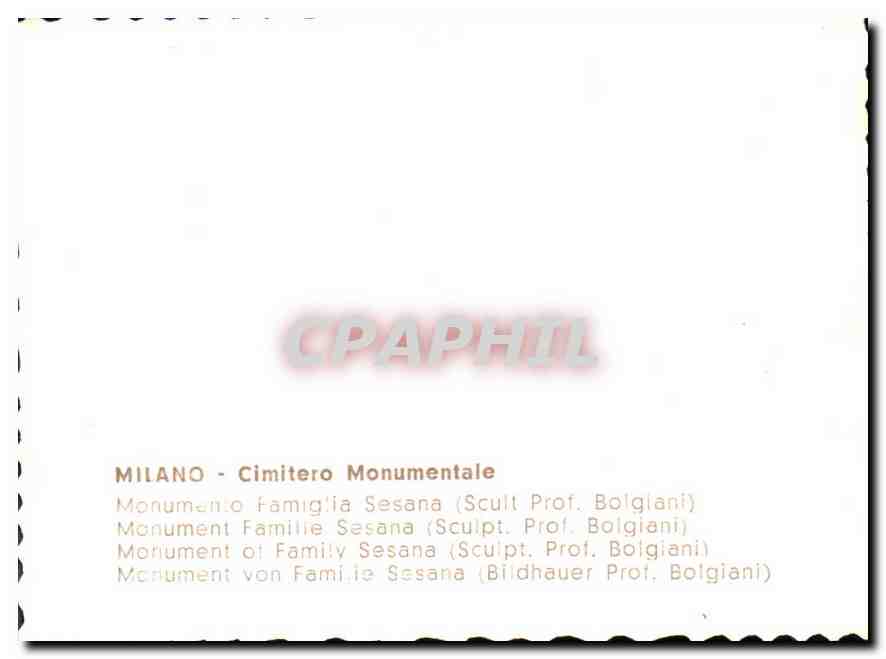 CPM Milano Cimitero Monumentale  — Rückseite