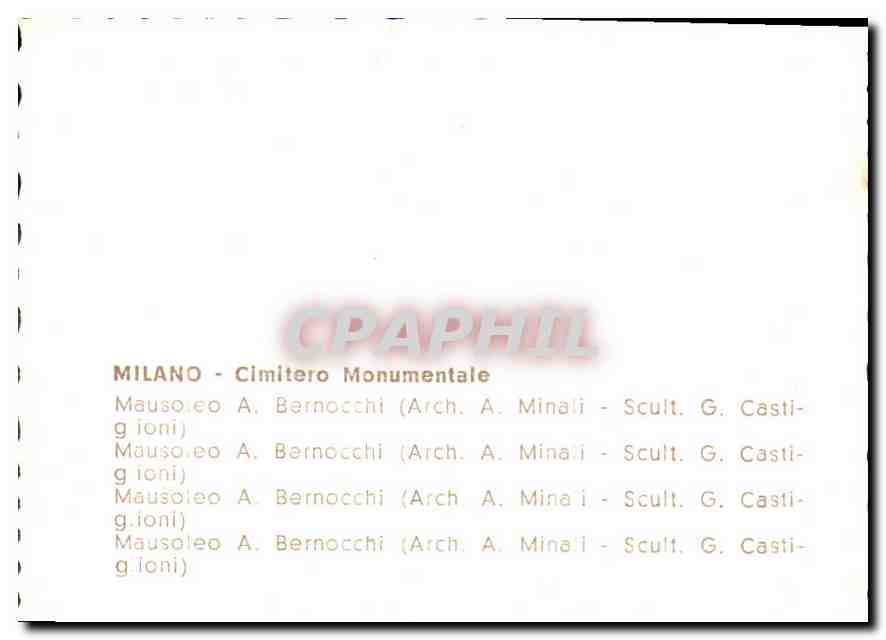 CPM Milano Cimitero Monumentale  — Rückseite