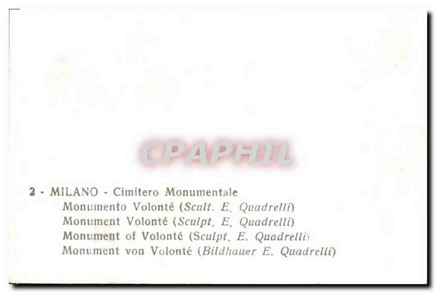 CPM Milano Cimitero Monumentale monument Volonte  — Rückseite