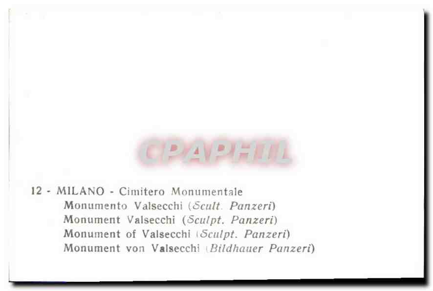 CPM Milano Cimitero Monumentale momument Valsecchi  — Rückseite