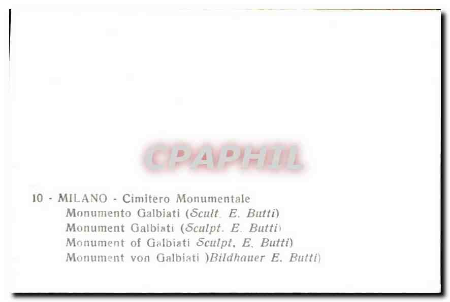 CPM Milano Cimitero Monumentale monument Galbiati  — Rückseite