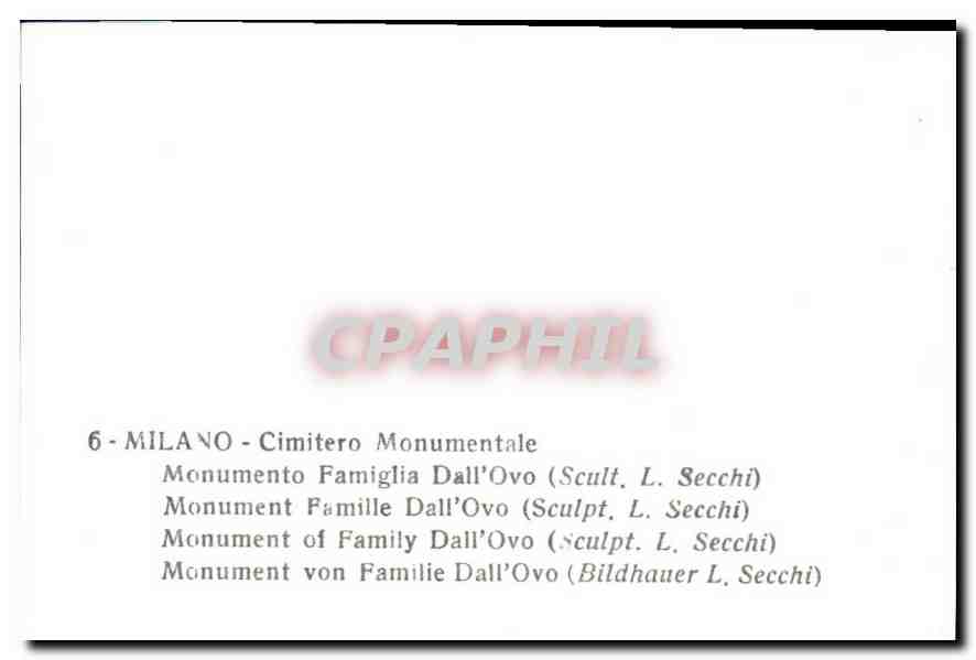 CPM Milano Cimitero Monumentale monument famille Dall'Ovo  — Rückseite