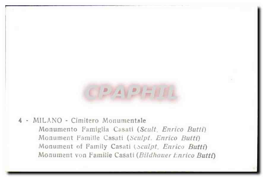 CPM Milano Cimitero Monumentale Famille Casati  — Rückseite