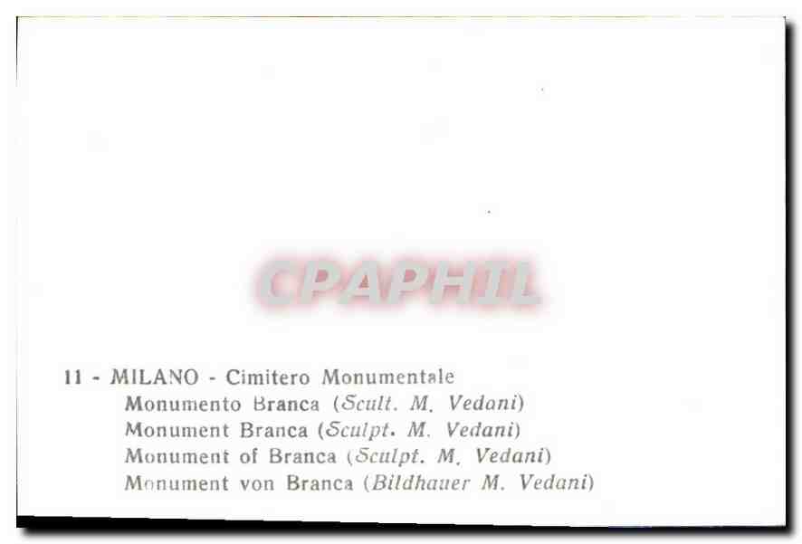 CPM Milano Cimitero Monumentale Monument Branca  — Rückseite