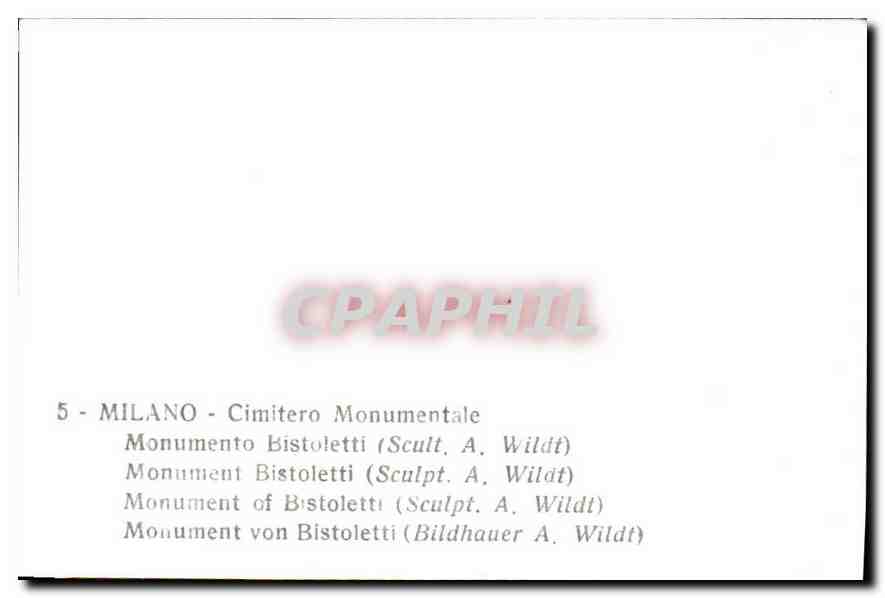 CPM Milano Cimitero Monumentale monument Bristoletti  — Rückseite