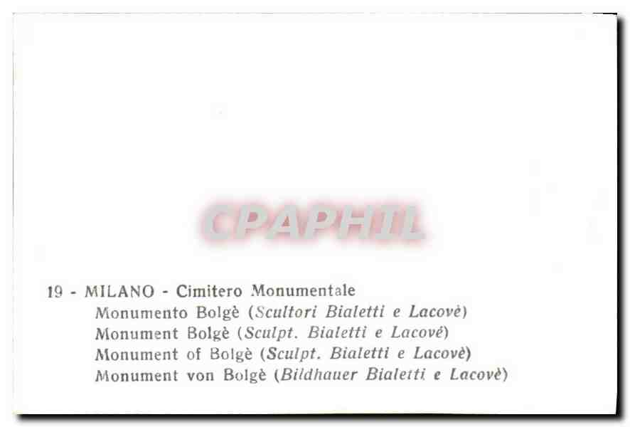 CPM Milano Cimitero Monumentale monument Bolge  — Rückseite