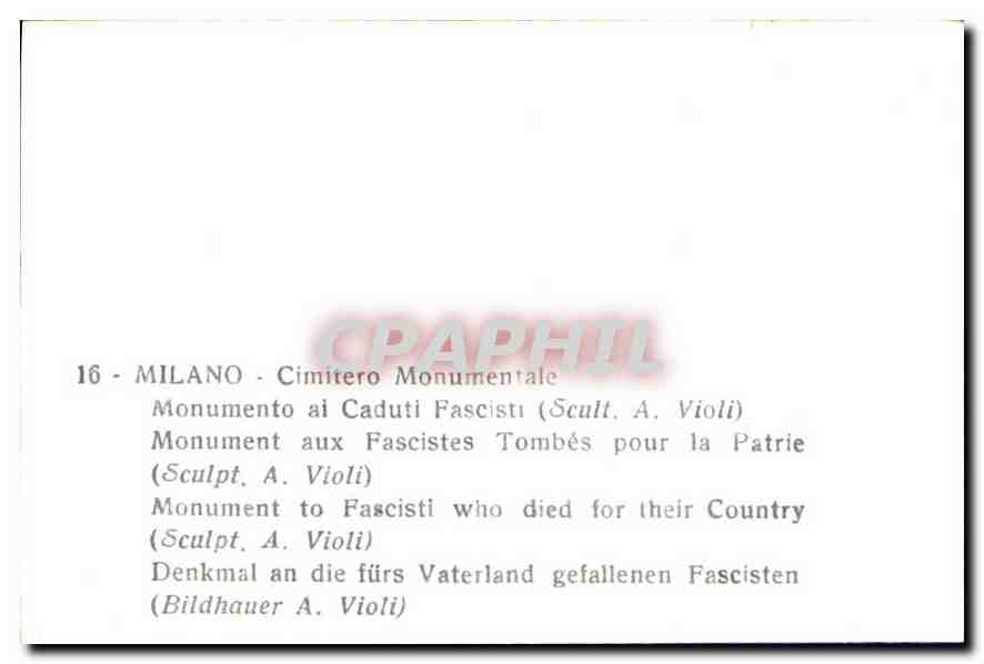 CPM Milano Cimitero Monumentale Monument aux Fascistes Tombes pour la Partie  — Rückseite