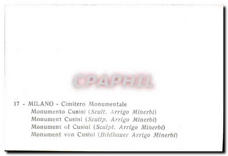 CPM Milano Cimitero Monumentale monument Cusini  — Rückseite