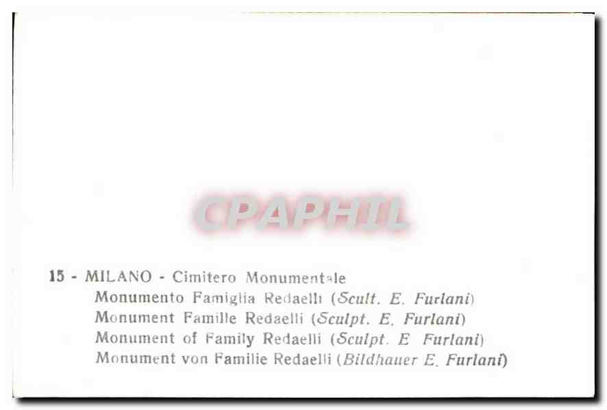 CPM Milano Cimitero Monumentale monument famille Redaelli  — Rückseite