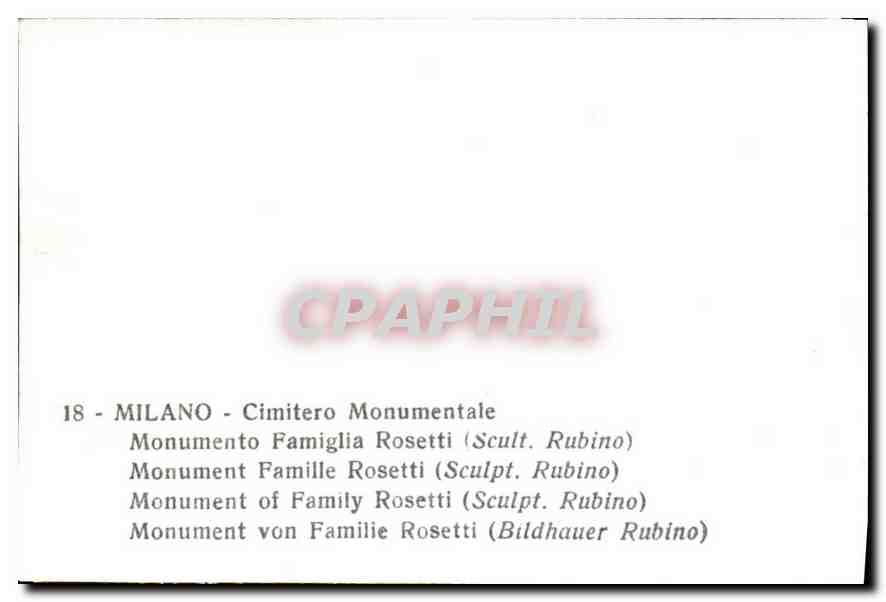 CPM Milano Cimitero Monumentale monument famille Rosetti  — Rückseite