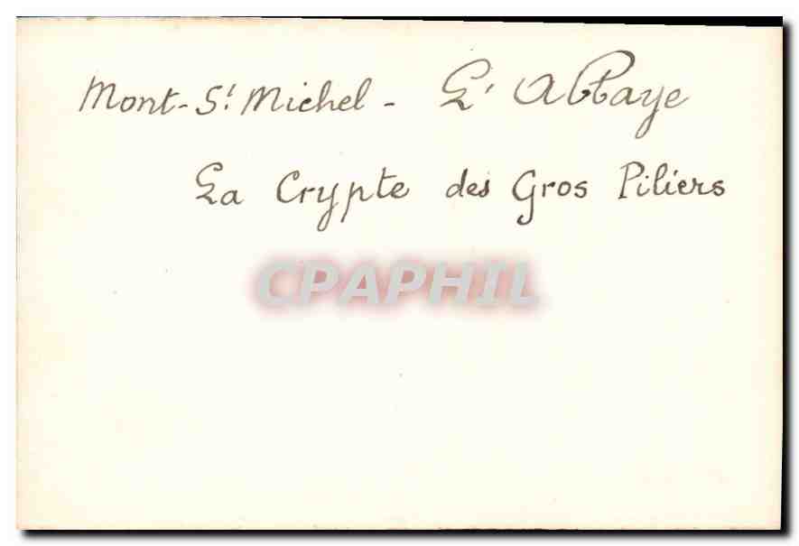CPM Mont St Michel l'Abbaye la Crypte des Gros Piliers  — Verso