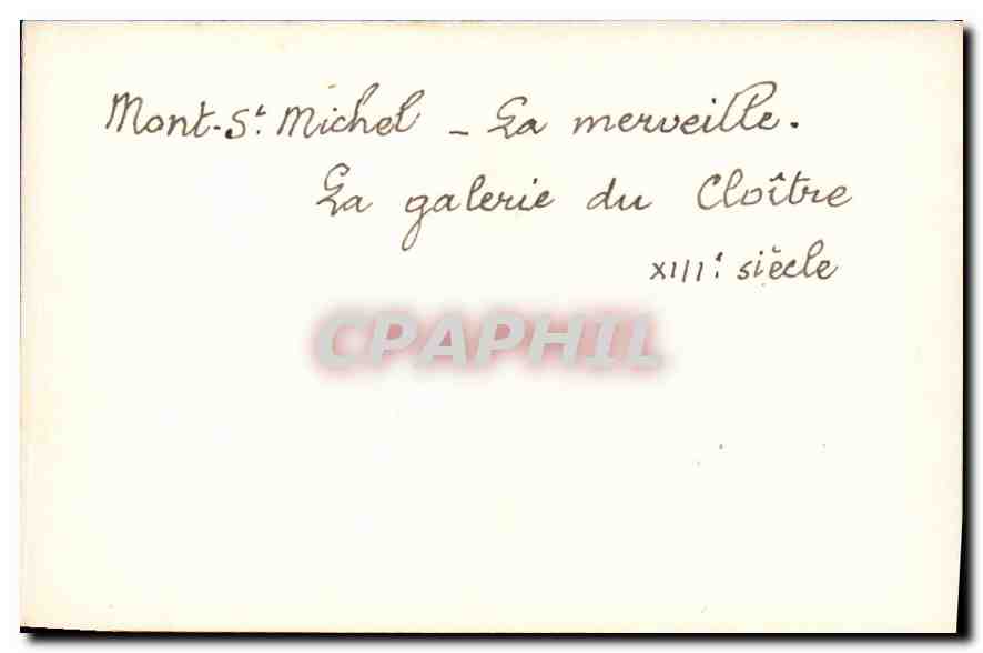 CPM Mont St Michel la merveille la galerie du Cloitre XIII siecle  — Verso