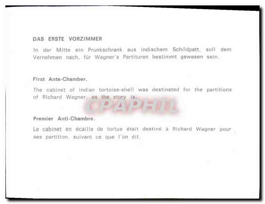 Premier Antichambre — Salle d'attente royale — éditeur CPAPHIL, n° de série non visible — Rückseite
